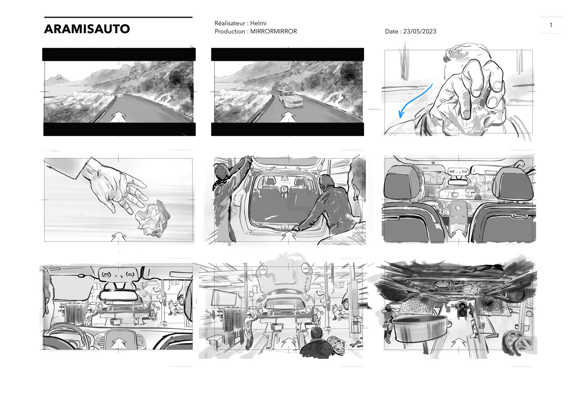 Storyboard for Aramisauto, page 01