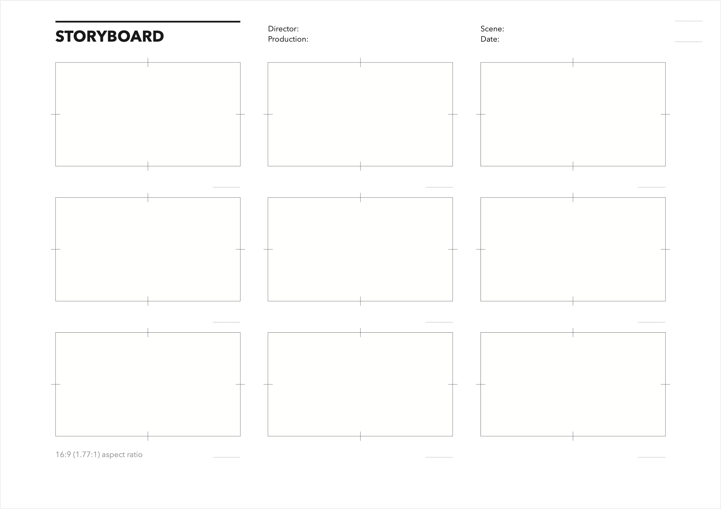 Free PDF storyboard template for 169 films