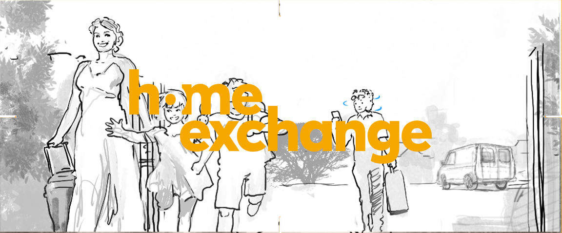 Storyboard HomeExchange, frame 24 + logo