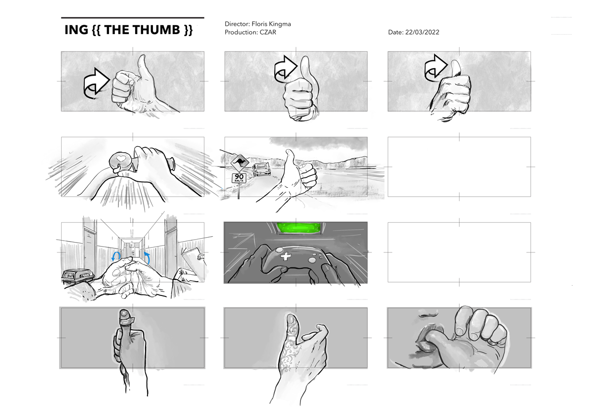 ING, The Thumb, storyboard page 01