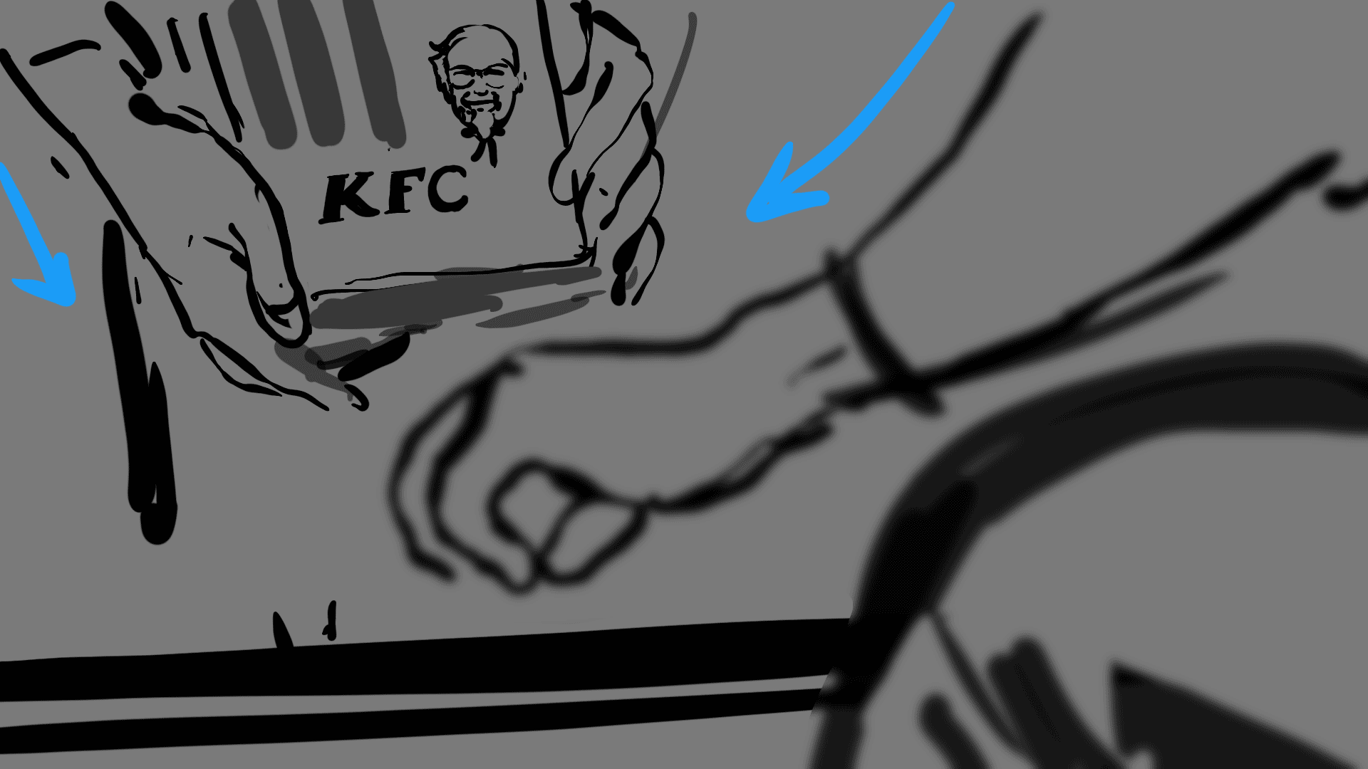 Rough storyboard for KFC Friends TVC frame 3