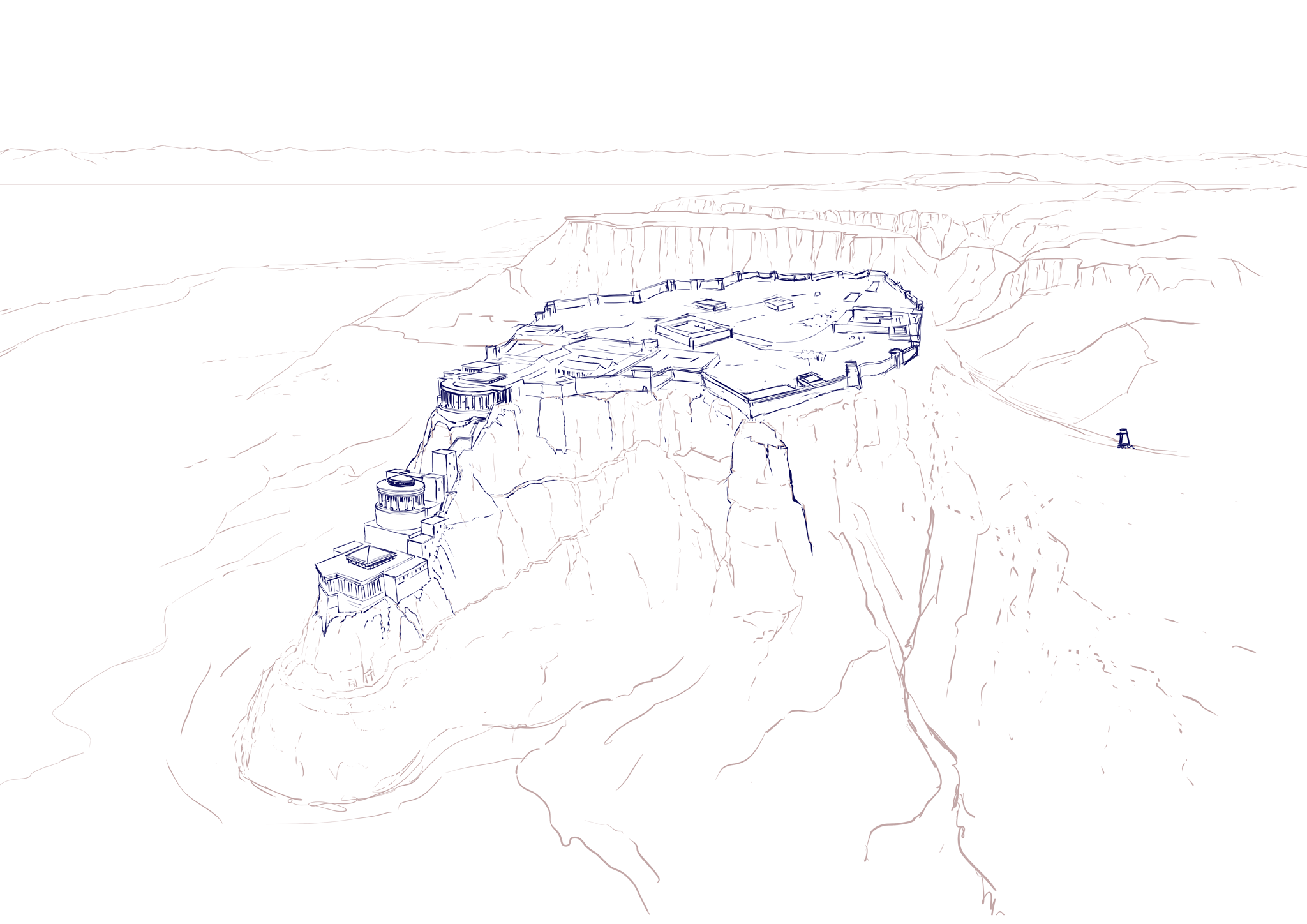 Masada map sketch, work in process.