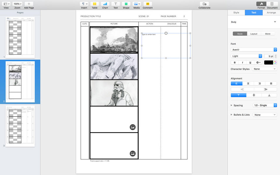 Anime storyboard template